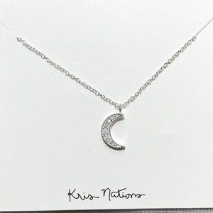Kris Nations Opalescent Moon Necklace Sterling Silver 16-18” Adjustable Chain